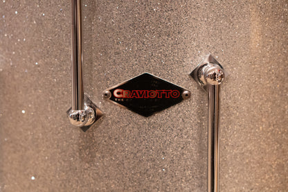 Craviotto 12/13/16/22/4.5x14" Solid Poplar Drum Set - 2021 Silver Sparkle Lacquer