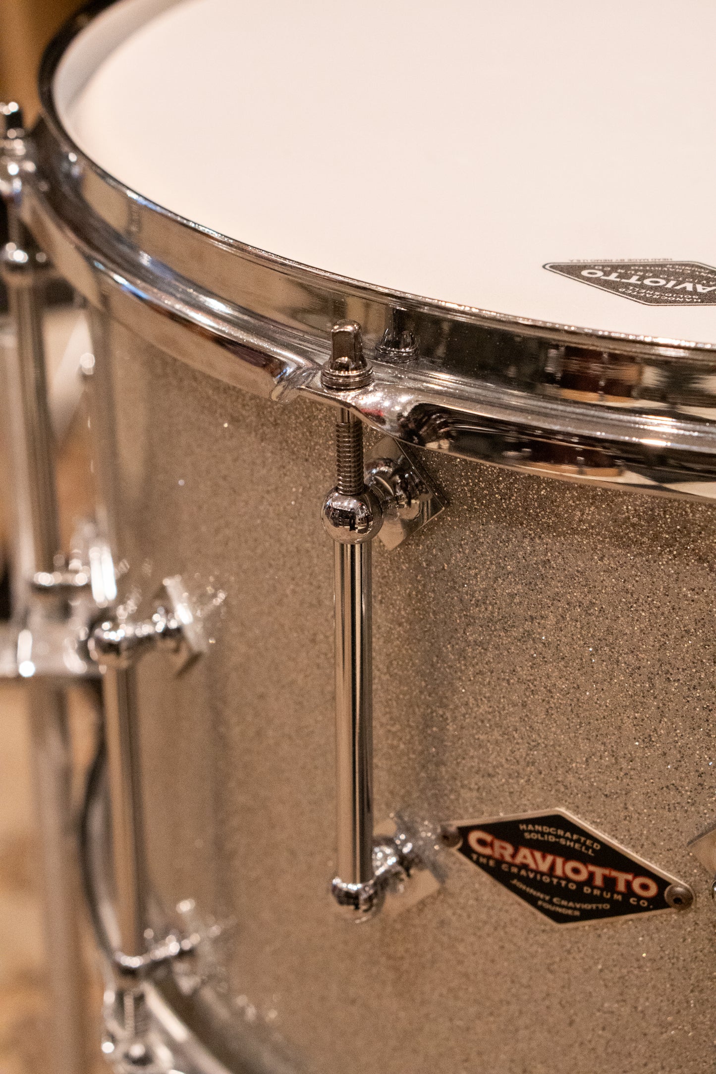 Craviotto 12/13/16/22/4.5x14" Solid Poplar Drum Set - 2021 Silver Sparkle Lacquer