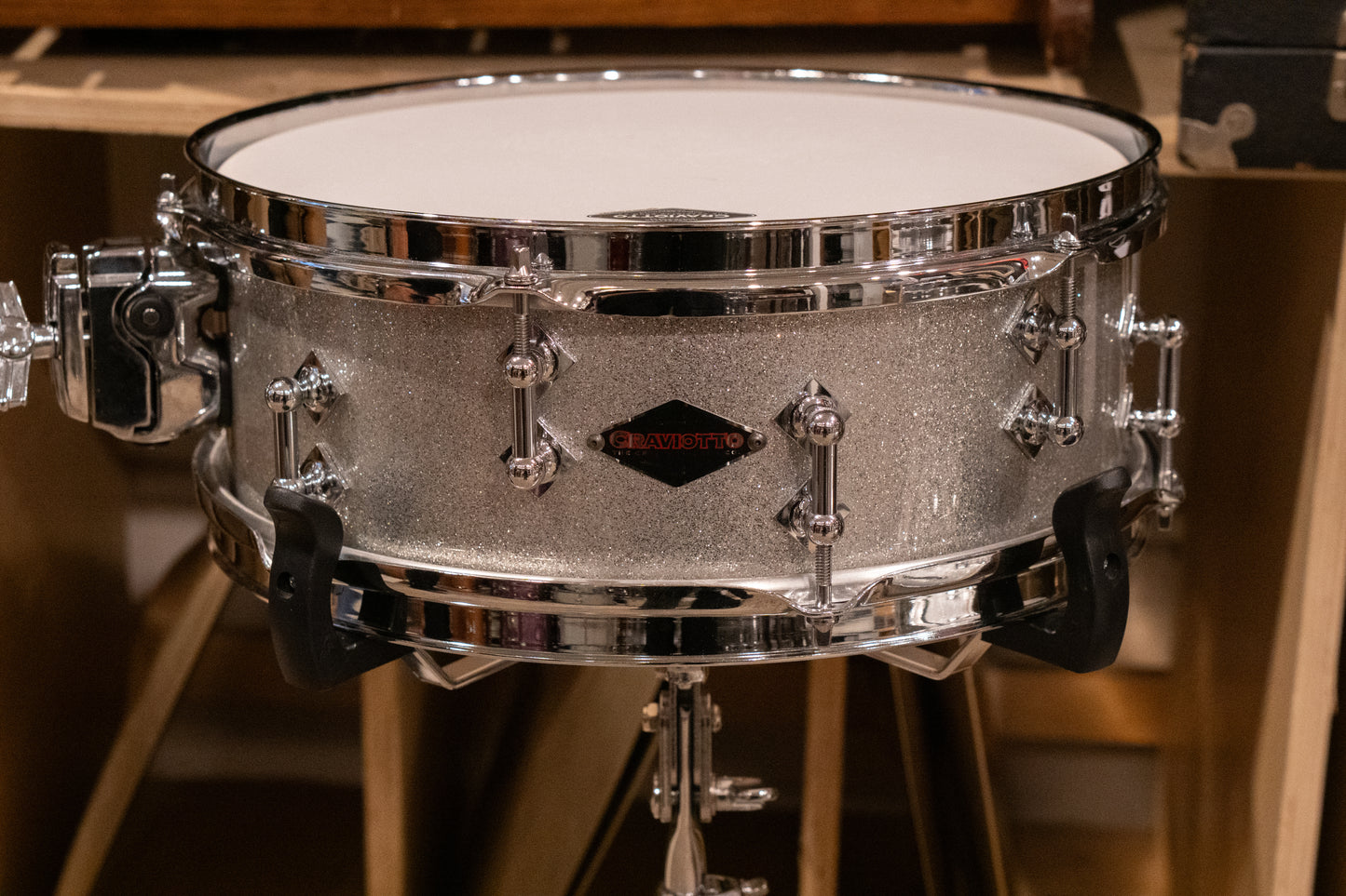 Craviotto 12/13/16/22/4.5x14" Solid Poplar Drum Set - 2021 Silver Sparkle Lacquer