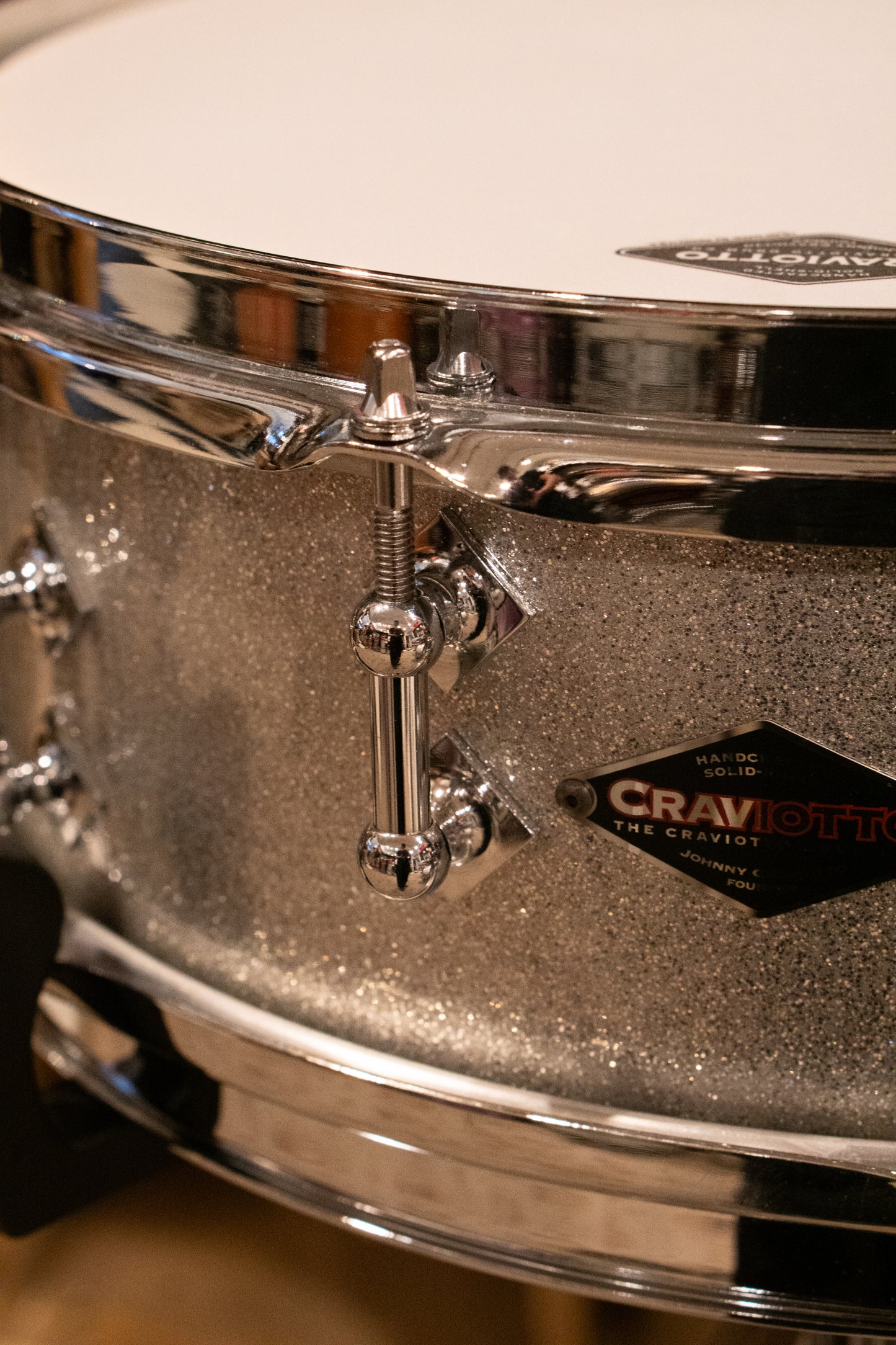 Craviotto 12/13/16/22/4.5x14" Solid Poplar Drum Set - 2021 Silver Sparkle Lacquer