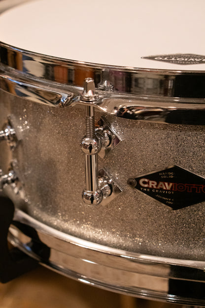 Craviotto 12/13/16/22/4.5x14" Solid Poplar Drum Set - 2021 Silver Sparkle Lacquer