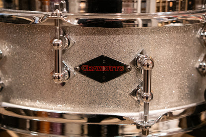 Craviotto 12/13/16/22/4.5x14" Solid Poplar Drum Set - 2021 Silver Sparkle Lacquer