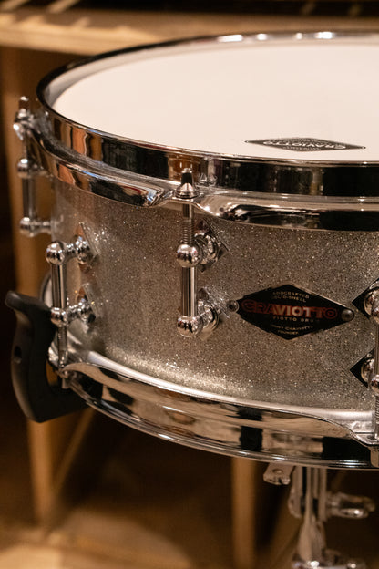 Craviotto 12/13/16/22/4.5x14" Solid Poplar Drum Set - 2021 Silver Sparkle Lacquer