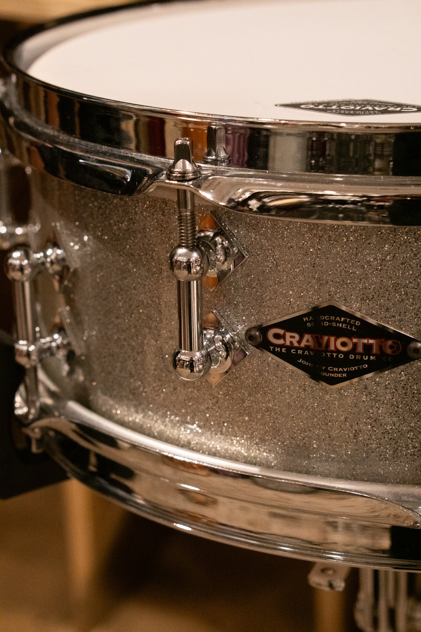 Craviotto 12/13/16/22/4.5x14" Solid Poplar Drum Set - 2021 Silver Sparkle Lacquer