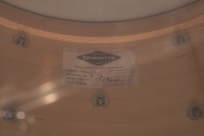 Craviotto 12/13/16/22/4.5x14" Solid Poplar Drum Set - 2021 Silver Sparkle Lacquer