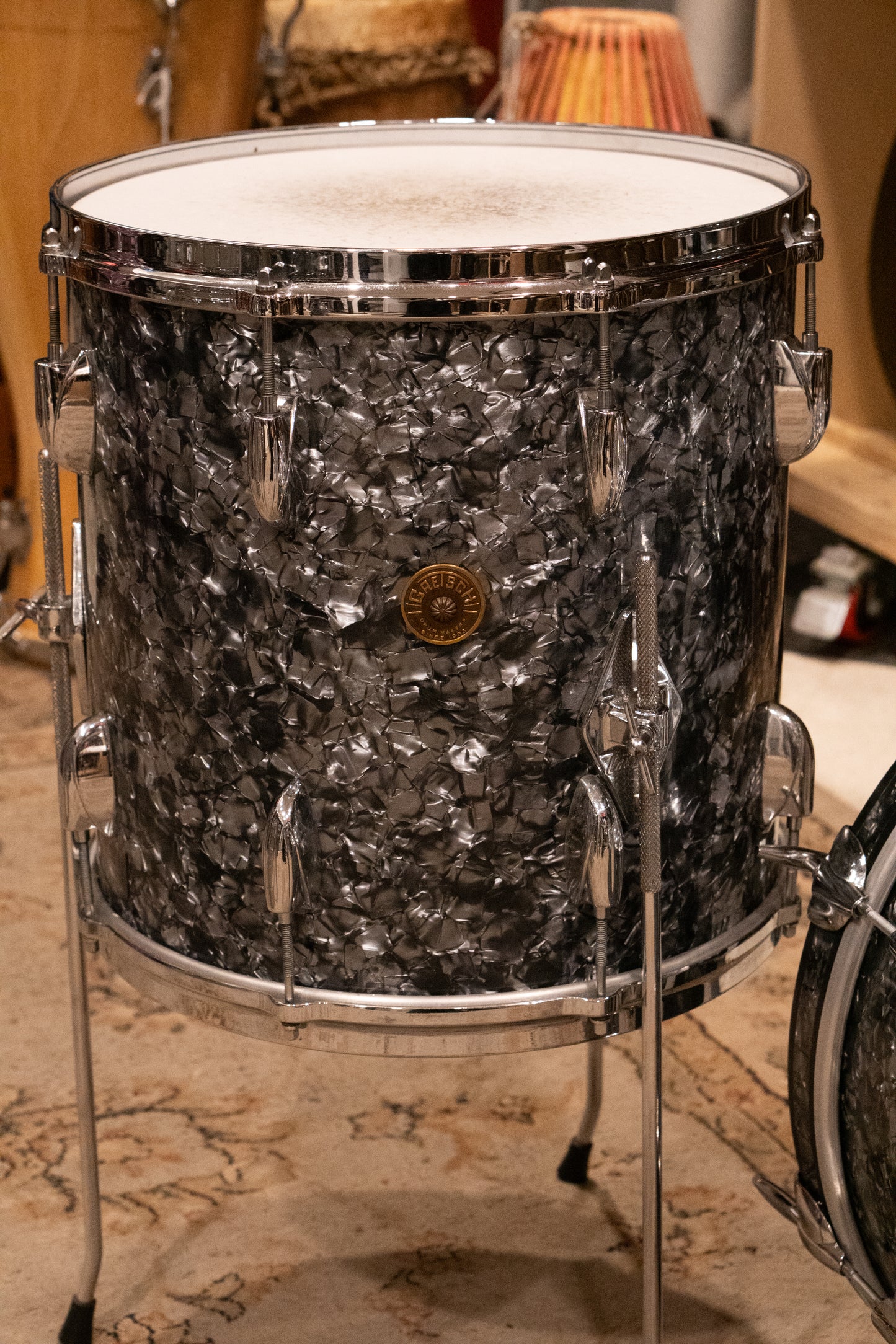 Gretsch 12/14/18/5x14" Round Badge Drum Set - 1960's Black Diamond Pearl