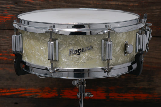 Rogers 5x14" Powertone Snare Drum - 1960s White Marine Pearl