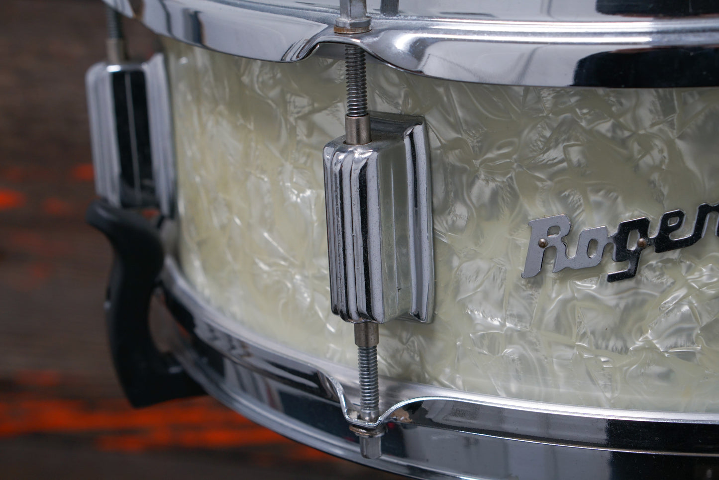 Rogers 5x14" Powertone Snare Drum - 1960s White Marine Pearl