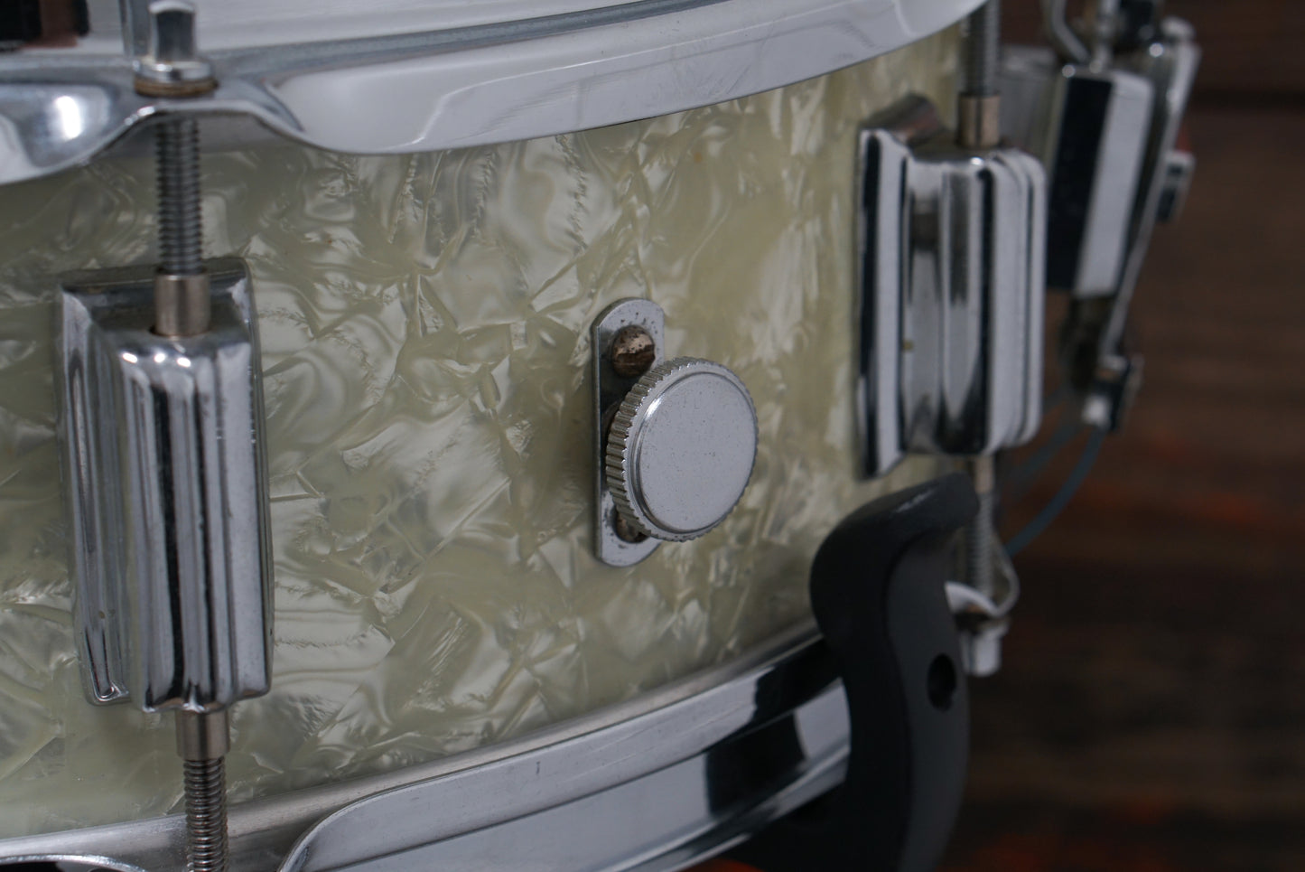 Rogers 5x14" Powertone Snare Drum - 1960s White Marine Pearl