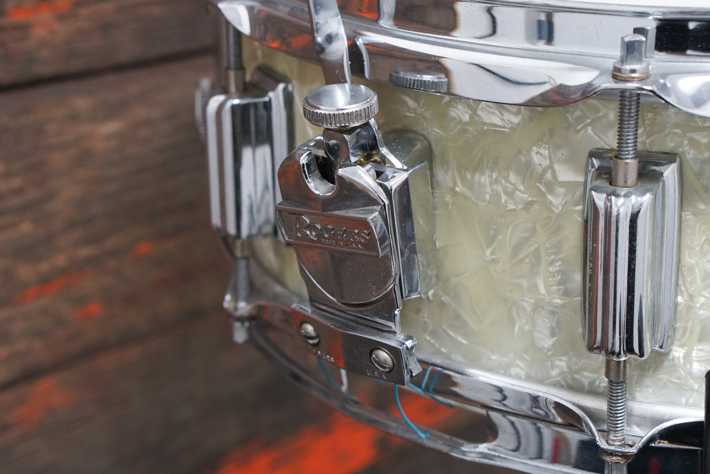 Rogers 5x14" Powertone Snare Drum - 1960s White Marine Pearl