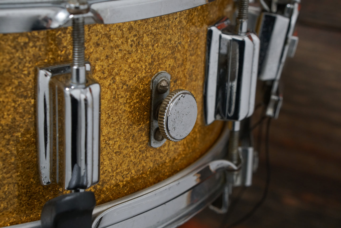 Rogers 5x14" Dynasonic Wood Snare Drum - 1960s Gold Sparkle Pearl