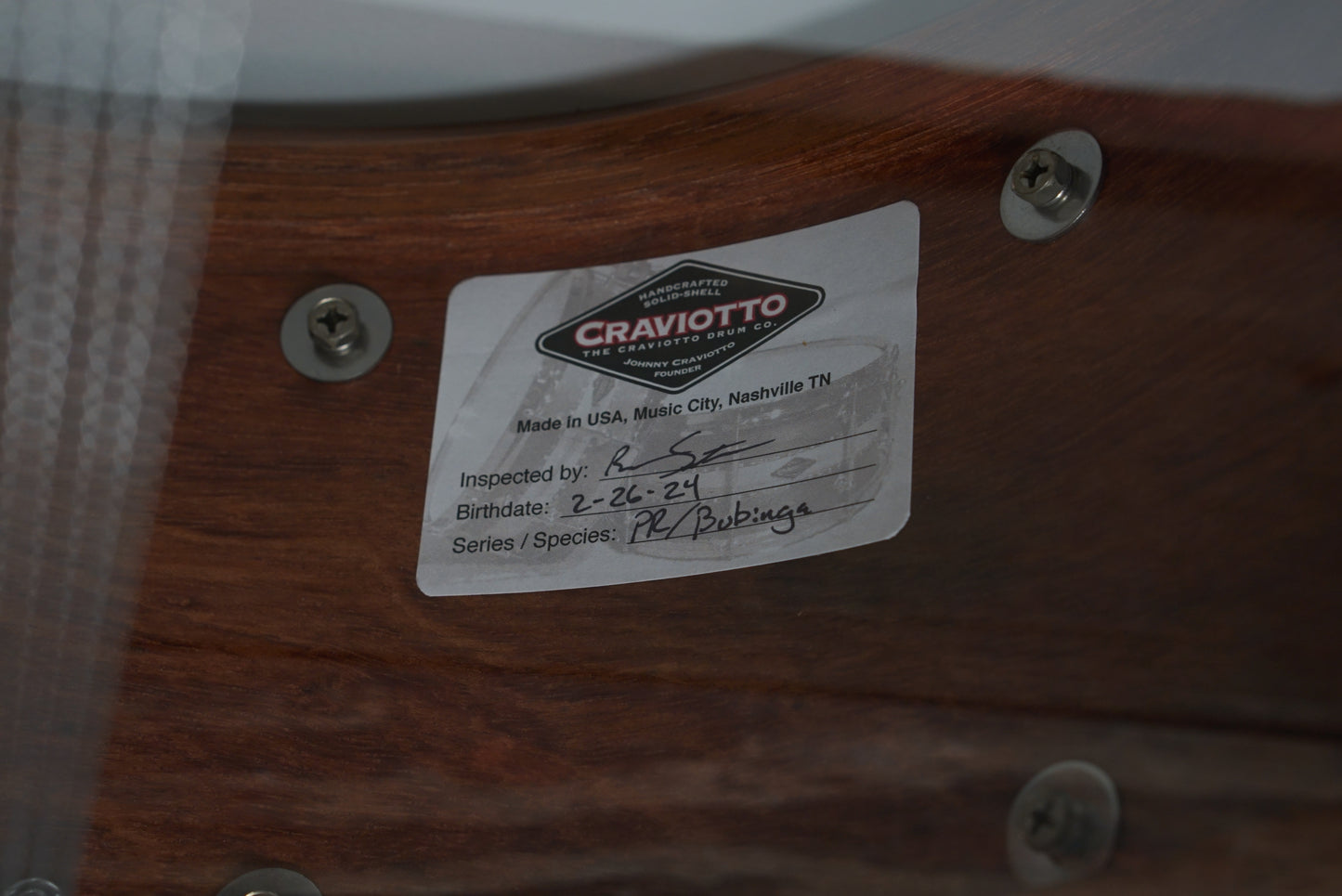 Craviotto 6.5x14" Private Reserve Bubinga Snare Drum