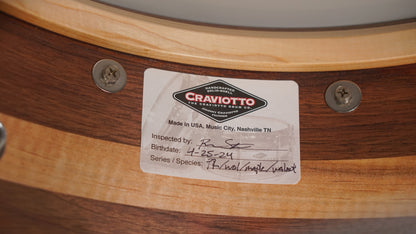 Craviotto 6.5x14" Private Reserve Walnut/Maple/Walnut Snare Drum
