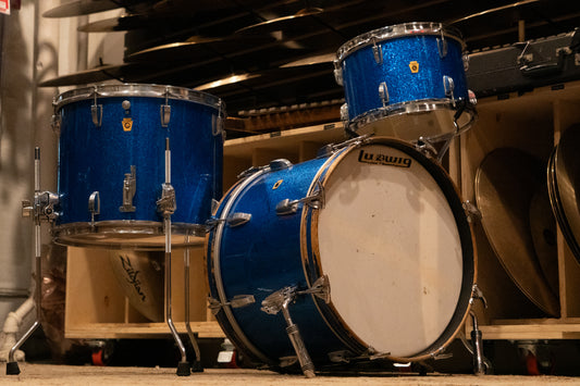 Ludwig 12/15/18" Mixed Era Drum Set - 1960s Blue Sparkle
