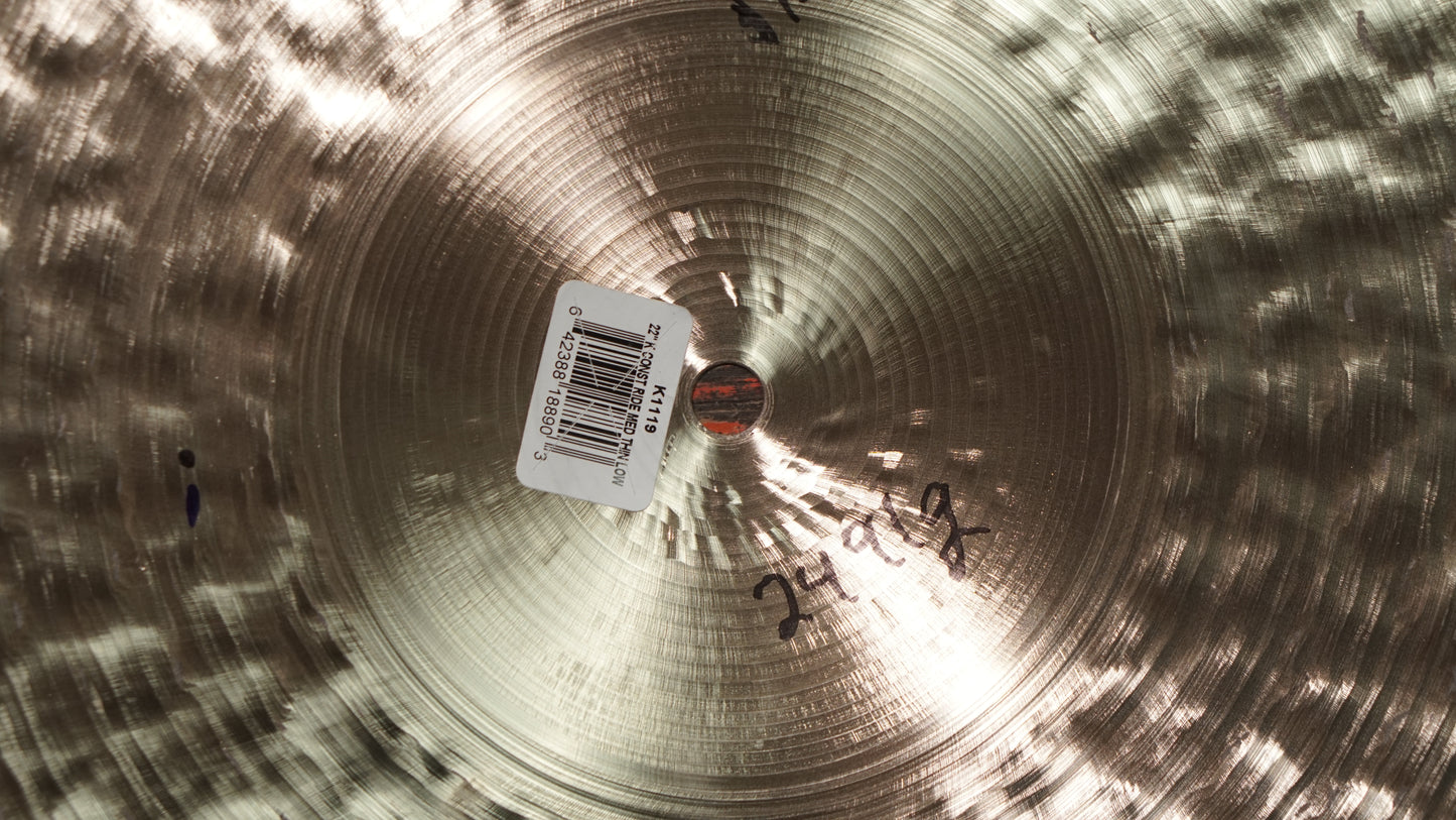 Zildjian 22" K. Constantinople Medium Thin Low Ride Cymbal - 2491g