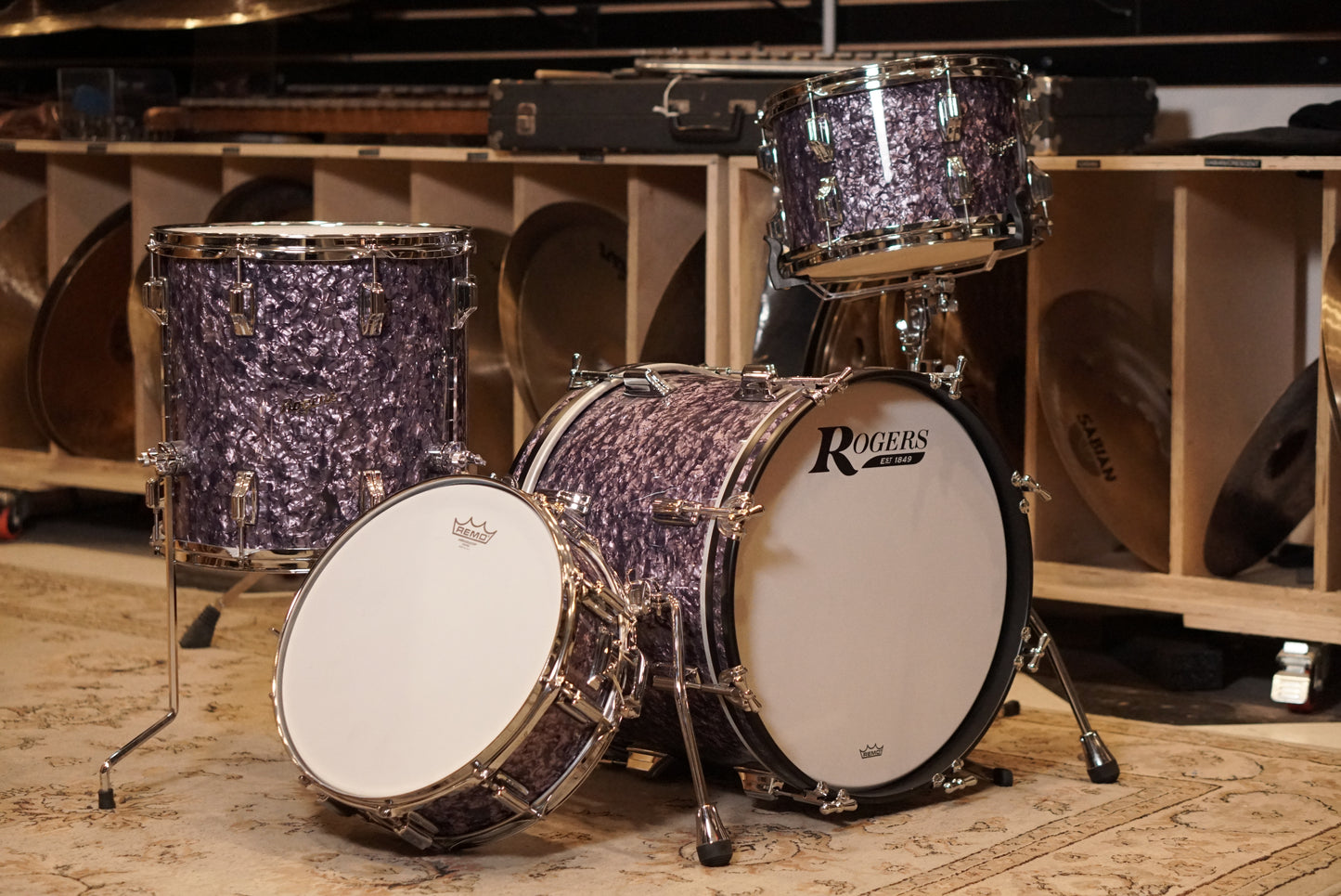 Rogers 12/14/18/5x14" Cleveland (Reissue) Drum Set - Purple Diamond Pearl
