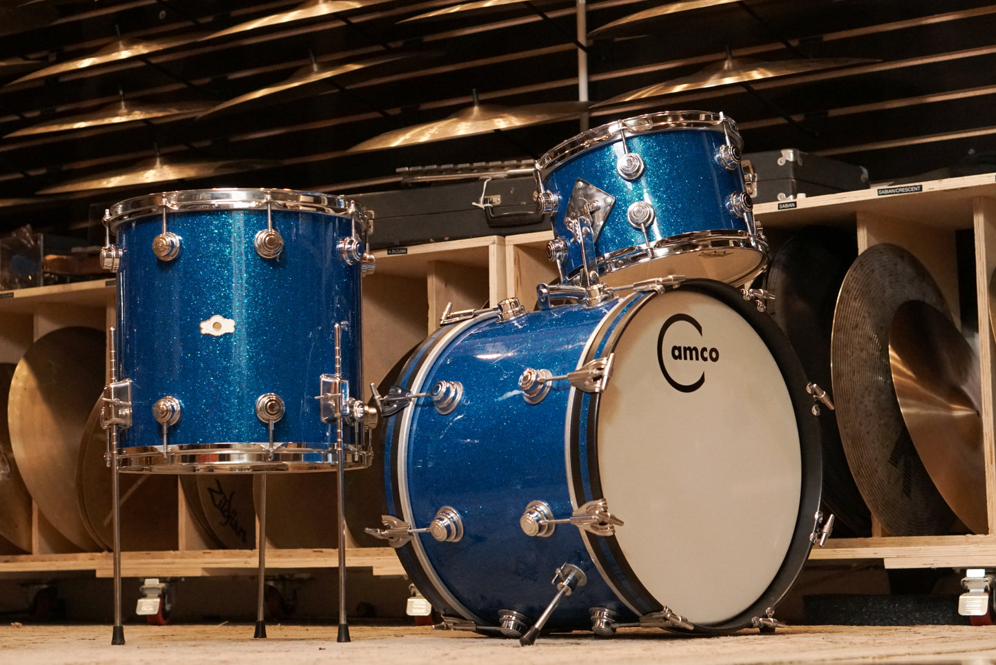 Camco 12/14/18" Drum Set - 1960s Blue Glass Glitter