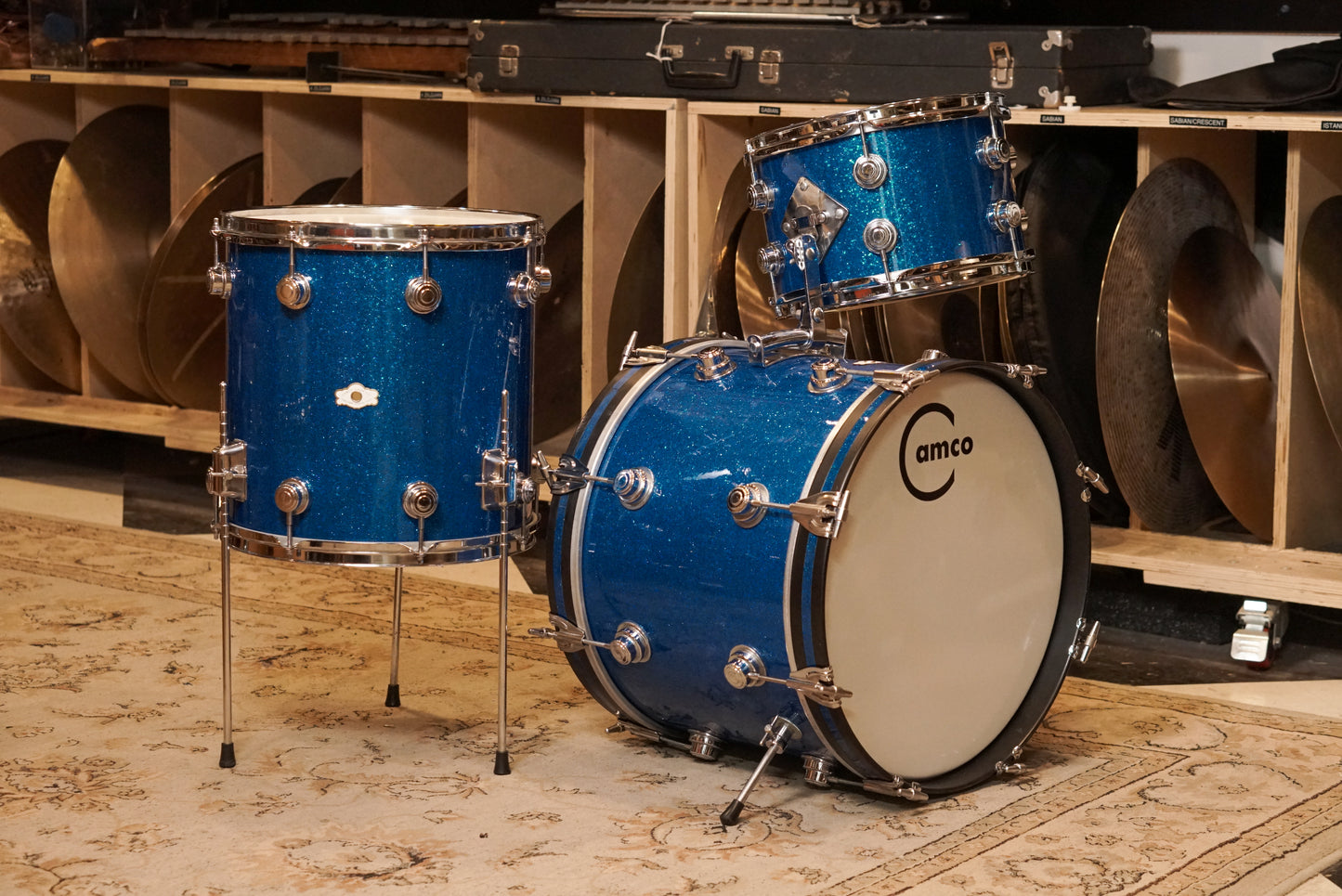 Camco 12/14/18" Drum Set - 1960s Blue Glass Glitter