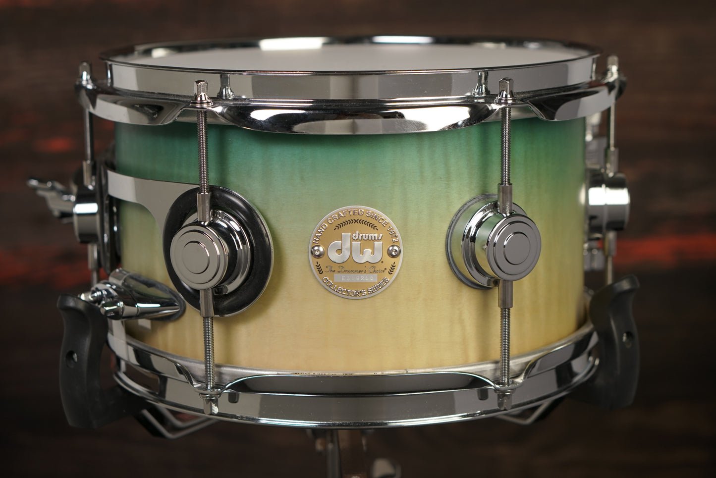 DW 6x10" Collector's Series Snare Drum - Candy Blue Azure Burst over Mapa Burl Exotic Veneer - Carl Allen