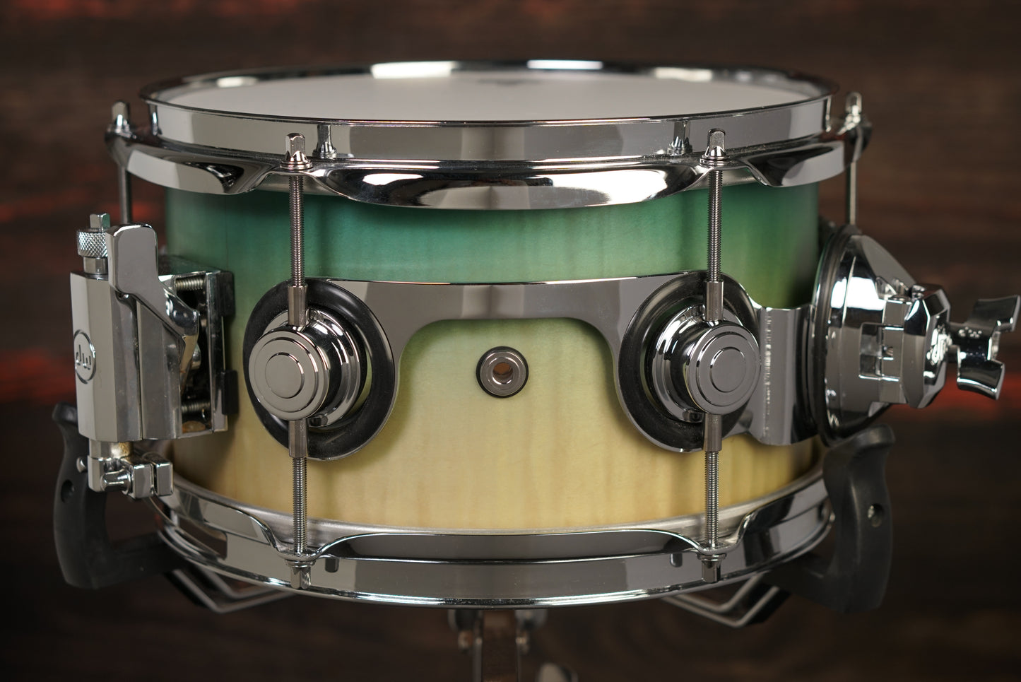 DW 6x10" Collector's Series Snare Drum - Candy Blue Azure Burst over Mapa Burl Exotic Veneer - Carl Allen