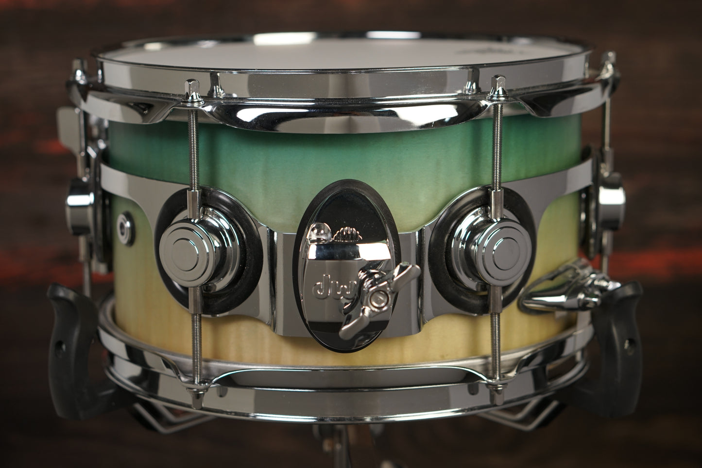 DW 6x10" Collector's Series Snare Drum - Candy Blue Azure Burst over Mapa Burl Exotic Veneer - Carl Allen
