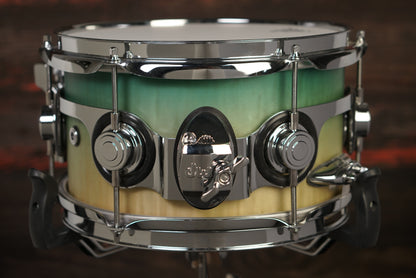 DW 6x10" Collector's Series Snare Drum - Candy Blue Azure Burst over Mapa Burl Exotic Veneer - Carl Allen