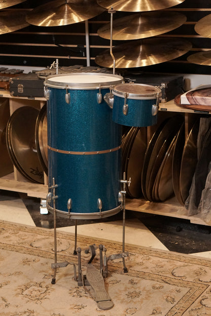 Gretsch 10/14" Round Badge Cocktail Drum Set - 1950s Blue Sparkle