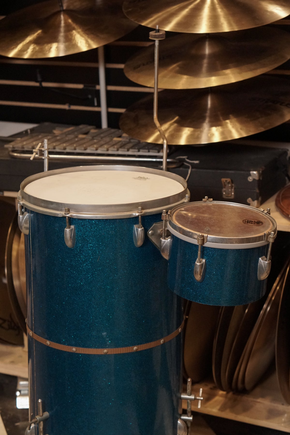 Gretsch 10/14" Round Badge Cocktail Drum Set - 1950s Blue Sparkle