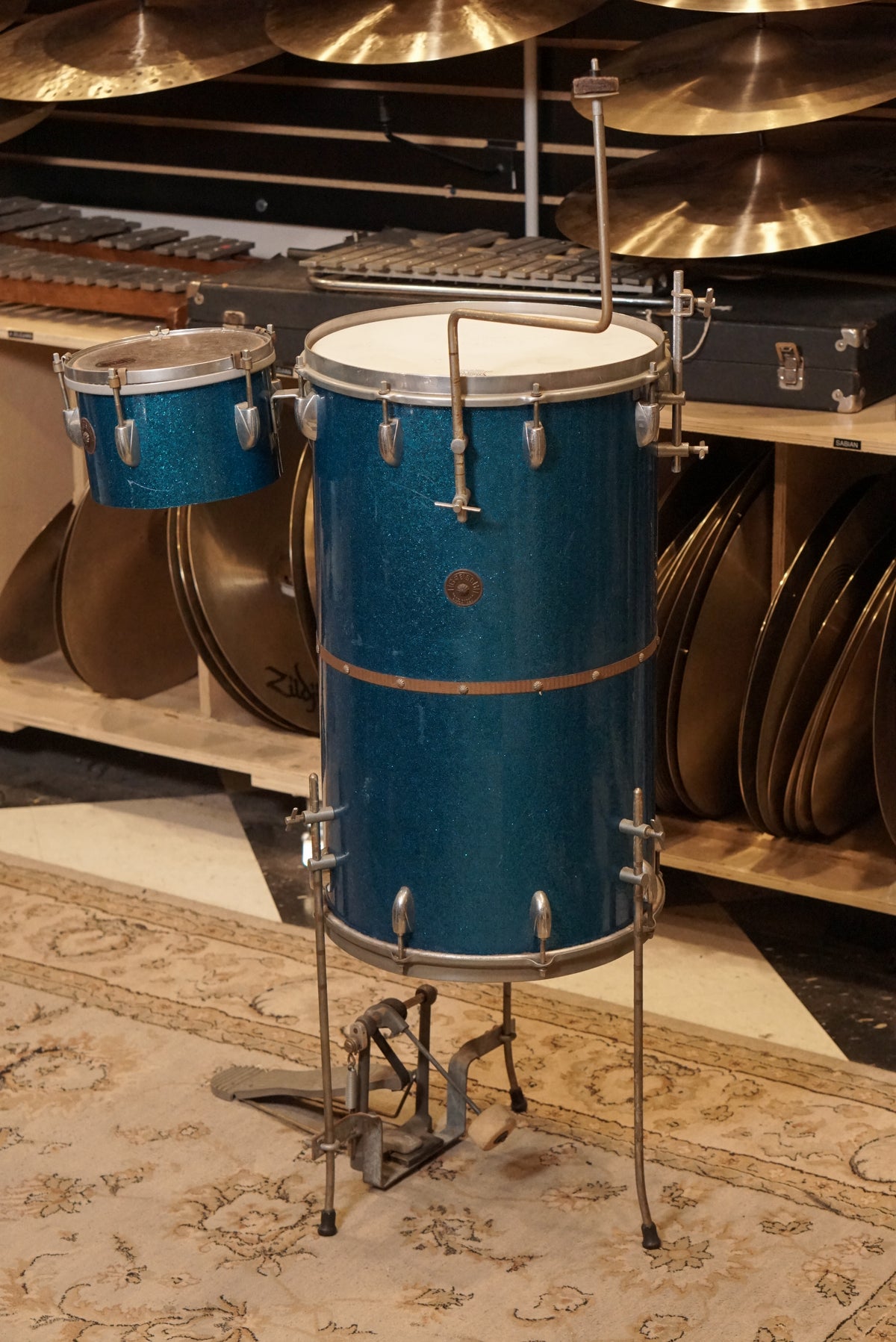 Gretsch 10/14" Round Badge Cocktail Drum Set - 1950s Blue Sparkle
