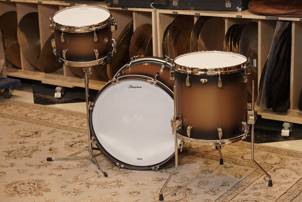 Slingerland 12/14/20/5.5x14" Radio King Outfit Drum Set - Black and Gold Lacquer