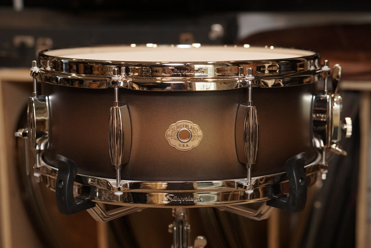 Slingerland 12/14/20/5.5x14" Radio King Outfit Drum Set - Black and Gold Lacquer