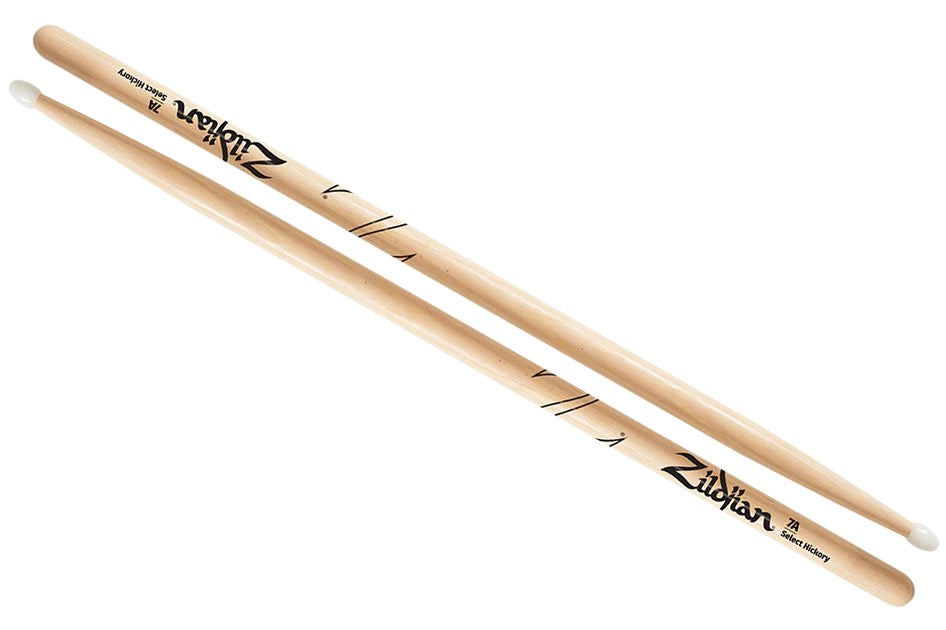 Zildjian 7A Nylon Tip Select Hickory Drum Sticks