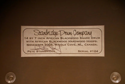 Stanbridge 7x14" African Blackwood Snare Drum - 2008