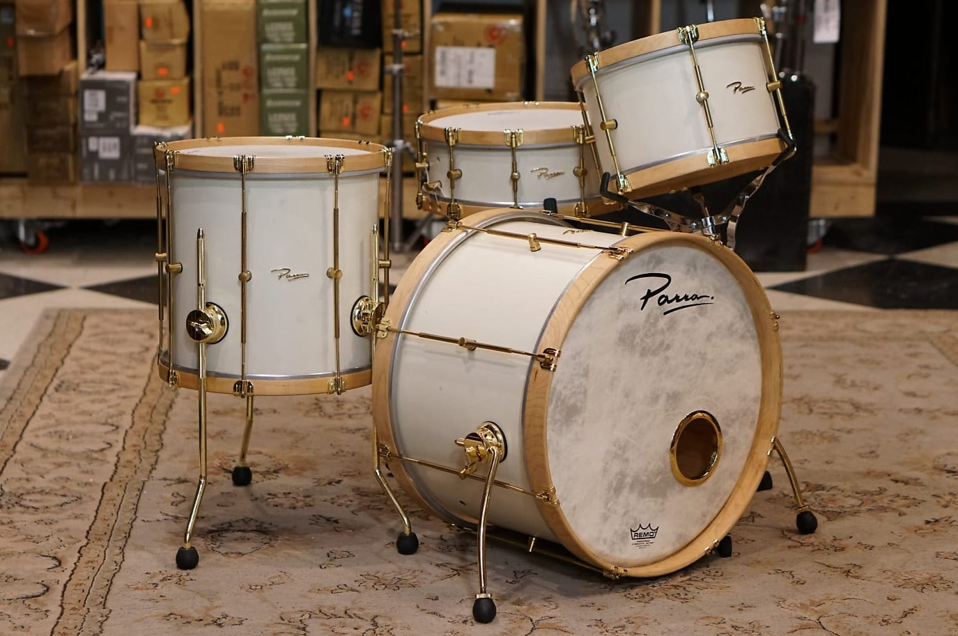 Parra 12/14/20" Cedar/Maple Drum Set - White Lacquer